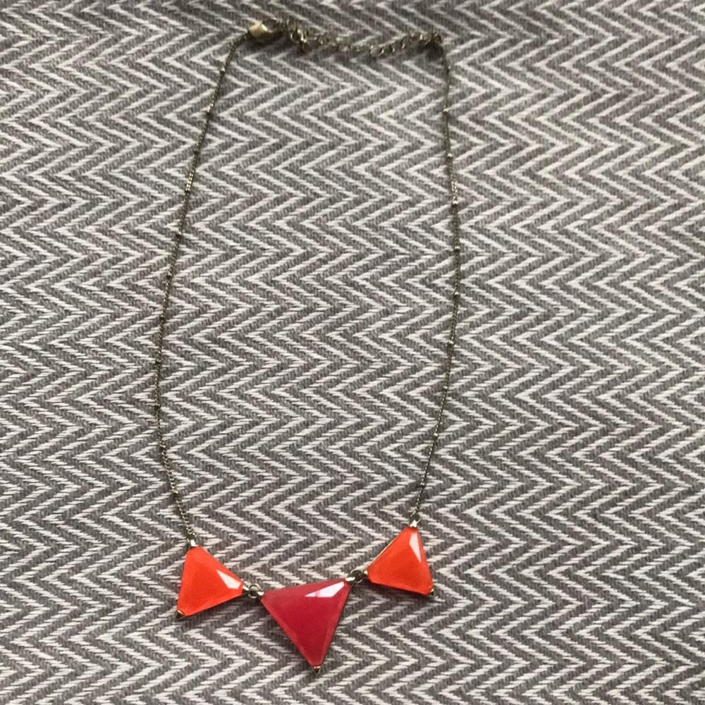 Pink and orange triangle statement necklace